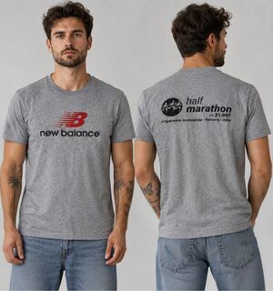 New Balance Gray Graphic T Shirt Half Marathon Italy Running Tee Sz S Rare